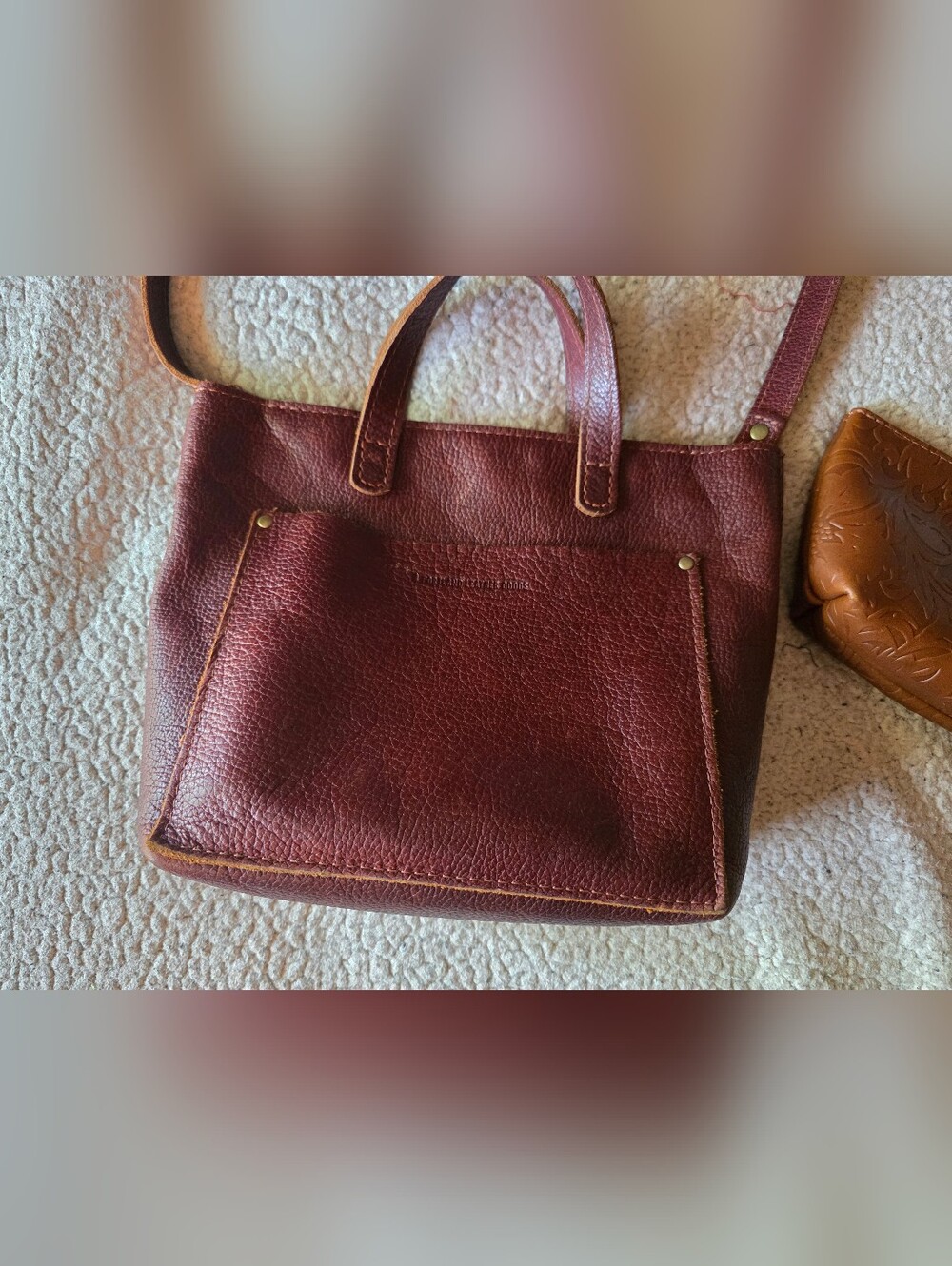 Portland Leather | Small Crossbody Tote | Zip Closure | Nutmeg | Ap